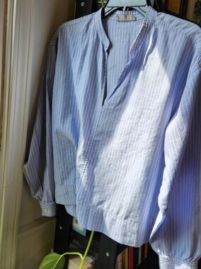 Everlane Light Blue and White Striped Shirt